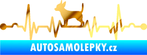 Samolepka Srdeční tep 006 levá čivava chrom fólie zlatá zrcadlová