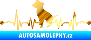 Samolepka Srdeční tep 007 levá pitbull chrom fólie zlatá zrcadlová