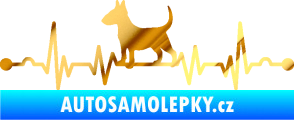Samolepka Srdeční tep 008 levá pes bulteriér chrom fólie zlatá zrcadlová