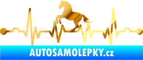 Samolepka Srdeční tep 010 levá  koník chrom fólie zlatá zrcadlová