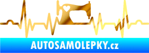 Samolepka Srdeční tep 015 pravá šicí stroj chrom fólie zlatá zrcadlová