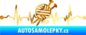 Samolepka Srdeční tep 016 levá pletení chrom fólie zlatá zrcadlová