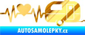 Samolepka Srdeční tep 030 pravá kempování chrom fólie zlatá zrcadlová