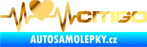 Samolepka Srdeční tep 032 pravá Citigo chrom fólie zlatá zrcadlová
