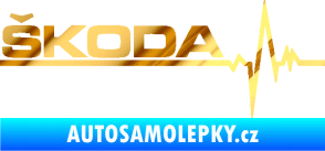 Samolepka Srdeční tep 034 levá Škoda chrom fólie zlatá zrcadlová