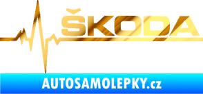 Samolepka Srdeční tep 034 pravá Škoda chrom fólie zlatá zrcadlová
