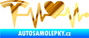 Samolepka Srdeční tep 043 levá Tesla chrom fólie zlatá zrcadlová