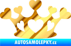 Samolepka Srdíčka korunka chrom fólie zlatá zrcadlová