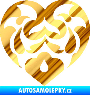 Samolepka Srdíčko 007 chrom fólie zlatá zrcadlová