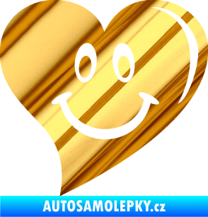 Samolepka Srdíčko 014 pravá s úsměvem chrom fólie zlatá zrcadlová