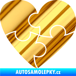 Samolepka Srdíčko 018 pravá puzzle chrom fólie zlatá zrcadlová