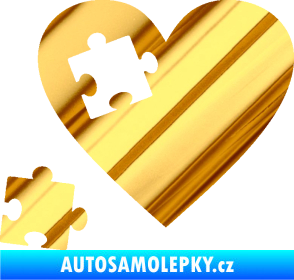 Samolepka Srdíčko 022 levá vypadlý puzzlík chrom fólie zlatá zrcadlová