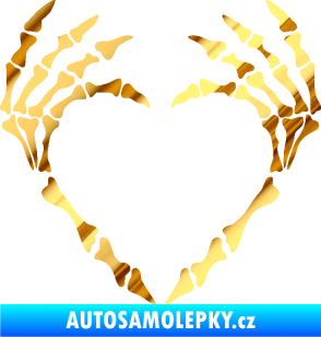 Samolepka Srdíčko z kostí chrom fólie zlatá zrcadlová