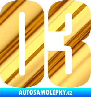 Samolepka Startovní číslo 03 typ 2   chrom fólie zlatá zrcadlová