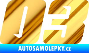 Samolepka Startovní číslo 03 typ 6 chrom fólie zlatá zrcadlová