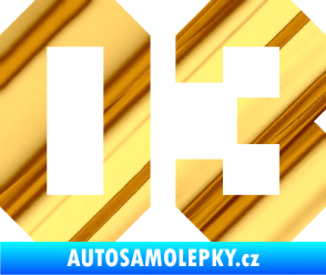 Samolepka Startovní číslo 03 chrom fólie zlatá zrcadlová