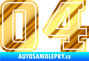 Samolepka Startovní číslo 04 typ 5 chrom fólie zlatá zrcadlová