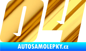 Samolepka Startovní číslo 04 typ 6 chrom fólie zlatá zrcadlová