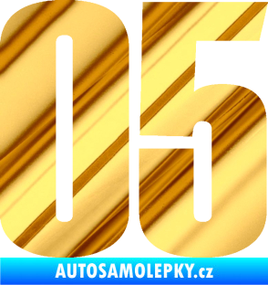 Samolepka Startovní číslo 05 typ 2 chrom fólie zlatá zrcadlová