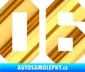 Samolepka Startovní číslo 06 chrom fólie zlatá zrcadlová