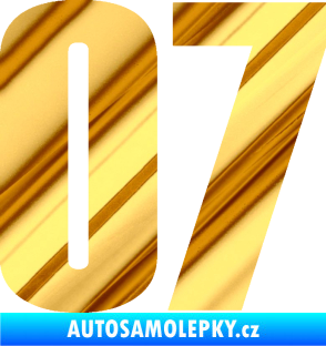 Samolepka Startovní číslo 07 typ 2   chrom fólie zlatá zrcadlová