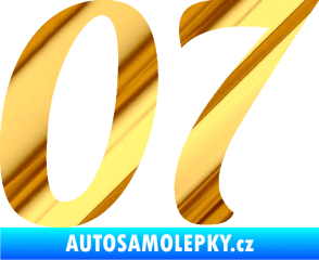 Samolepka Startovní číslo 07 typ 3 chrom fólie zlatá zrcadlová