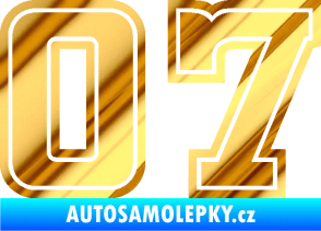 Samolepka Startovní číslo 07 typ 5 chrom fólie zlatá zrcadlová