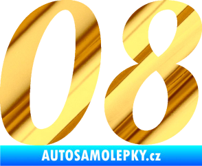 Samolepka Startovní číslo 08 typ 3 chrom fólie zlatá zrcadlová