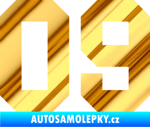 Samolepka Startovní číslo 09 chrom fólie zlatá zrcadlová