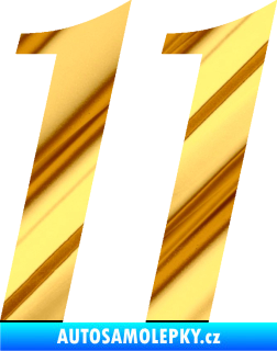 Samolepka Startovní číslo 11 typ 3   chrom fólie zlatá zrcadlová