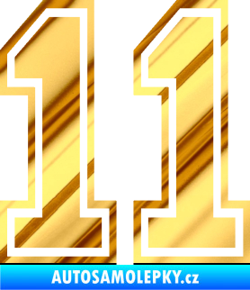 Samolepka Startovní číslo 11 typ 4 chrom fólie zlatá zrcadlová