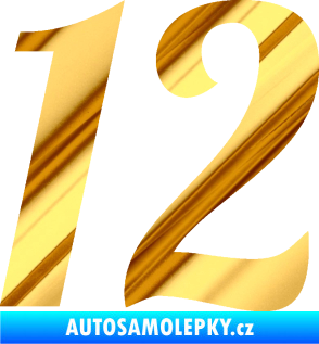Samolepka Startovní číslo 12 typ 3    chrom fólie zlatá zrcadlová