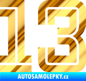 Samolepka Startovní číslo 13 typ 7 chrom fólie zlatá zrcadlová