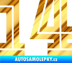 Samolepka Startovní číslo 14 typ 7 chrom fólie zlatá zrcadlová