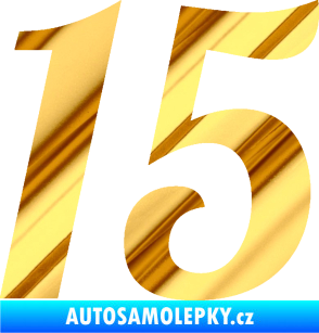 Samolepka Startovní číslo 15 typ 3      chrom fólie zlatá zrcadlová