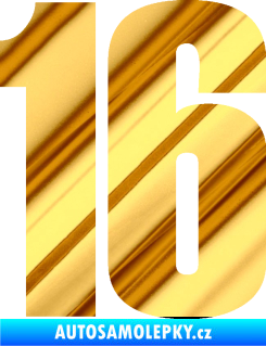 Samolepka Startovní číslo 16 typ 2   chrom fólie zlatá zrcadlová