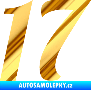 Samolepka Startovní číslo 17 typ 3        chrom fólie zlatá zrcadlová