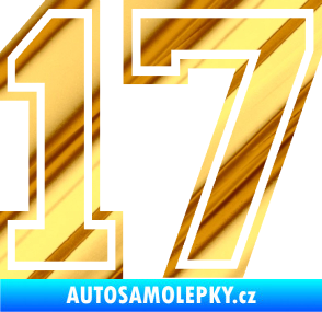 Samolepka Startovní číslo 17 typ 4 chrom fólie zlatá zrcadlová