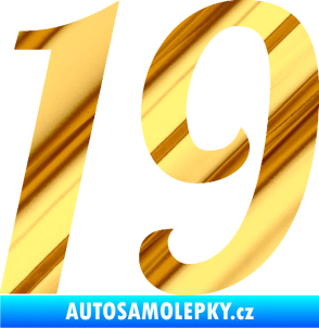 Samolepka Startovní číslo 19 typ 3          chrom fólie zlatá zrcadlová