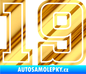 Samolepka Startovní číslo 19 typ 5 chrom fólie zlatá zrcadlová