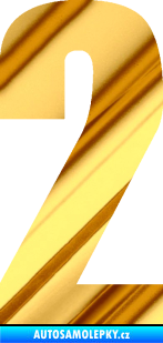 Samolepka Startovní číslo 2 typ 2   chrom fólie zlatá zrcadlová