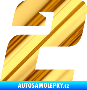 Samolepka Startovní číslo 2 typ 6 chrom fólie zlatá zrcadlová