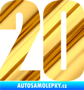 Samolepka Startovní číslo 20 typ 2       chrom fólie zlatá zrcadlová