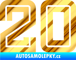 Samolepka Startovní číslo 20 typ 7 chrom fólie zlatá zrcadlová