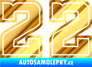 Samolepka Startovní číslo 22 typ 5 chrom fólie zlatá zrcadlová