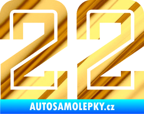 Samolepka Startovní číslo 22 typ 7 chrom fólie zlatá zrcadlová