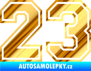 Samolepka Startovní číslo 23 typ 4 chrom fólie zlatá zrcadlová