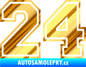 Samolepka Startovní číslo 24 typ 4 chrom fólie zlatá zrcadlová