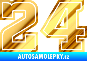 Samolepka Startovní číslo 24 typ 5 chrom fólie zlatá zrcadlová