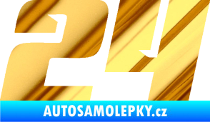 Samolepka Startovní číslo 24 typ 6 chrom fólie zlatá zrcadlová